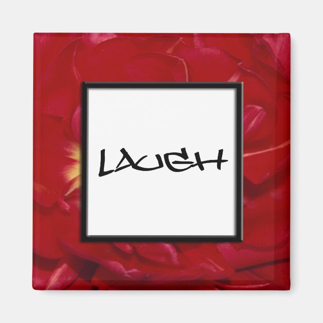 Red Floral Laugh Magnet (Vorne)