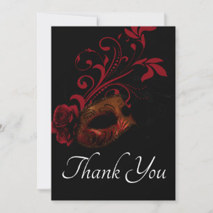 Red Floral Maske Vielen Dank Karte