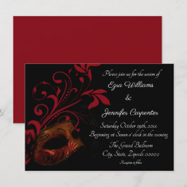 Red Floral Masquerade Wedding Einladung