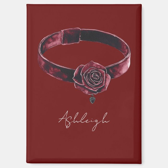 Red Floral Necklace Collar Magnet (Vorderseite)