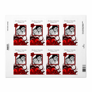 Red Floral on White Wedding Foto Gefallen Weinsieg