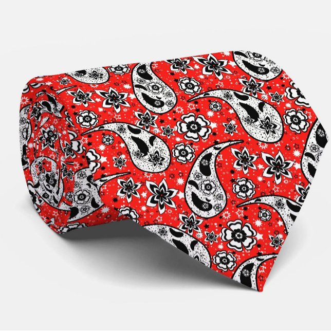 Red Floral Paisley Muster Design Krawatte (Von Creator hochgeladen)