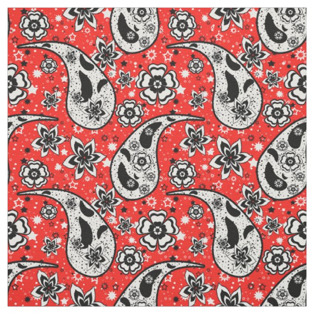 Red Floral Paisley Muster Design Stoff (Muster)