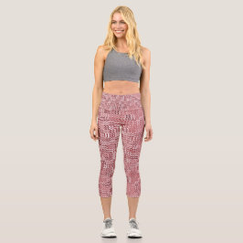 Red Floral Panel Capri Leggings