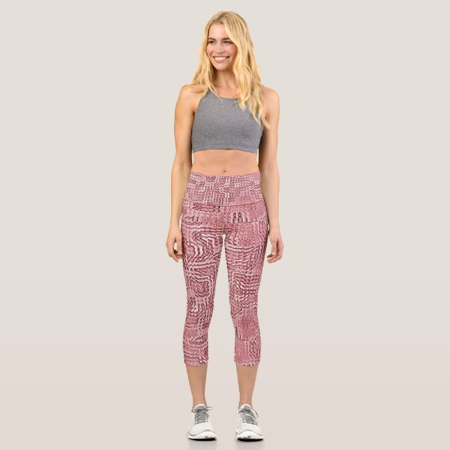 Red Floral Panel Capri Leggings (Vorderseite)