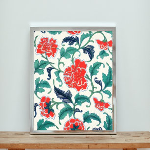 Red Floral Pattern auf weißem Hintergrund Fotodruck