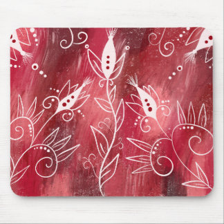 Red Floral Pattern Mousepad