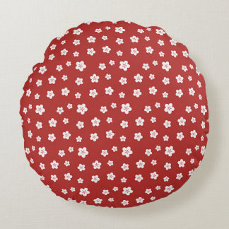 Red Floral Pattern Rundes Kissen