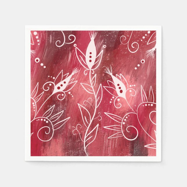 Red Floral Pattern Serviette (Vorderseite)