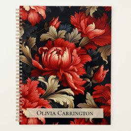 Red Floral Peony Pattern Personalisiert Planer