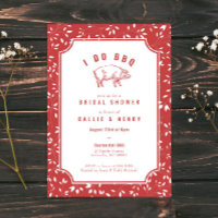 Red Floral Pig I DO BBQ Bridal Show Invitation