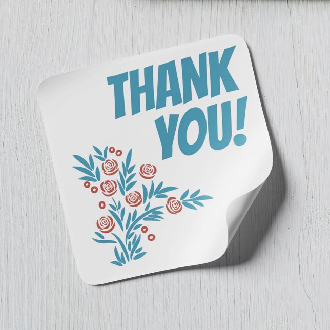 Red Floral Quadratischer Aufkleber (Von Creator hochgeladen)