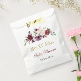 Red Floral Quinceañera Geschenktütchen