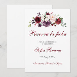 Red Floral Quinceanera Save The Date