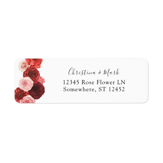 Red Floral Return Address Label (Vorne)