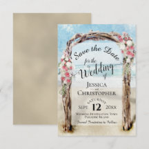 Red Floral Rustic Driftwood Beach Arbor Hochzeit