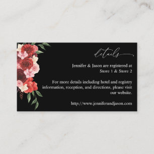 Red Floral SM Umschließungskarte - Schwarz 2 Begleitkarte