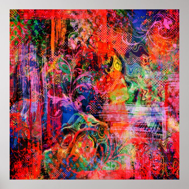 Red Floral Textur Poster (Vorne)