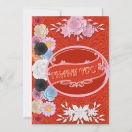 Red Floral Texture Danke Hochzeit Einladung