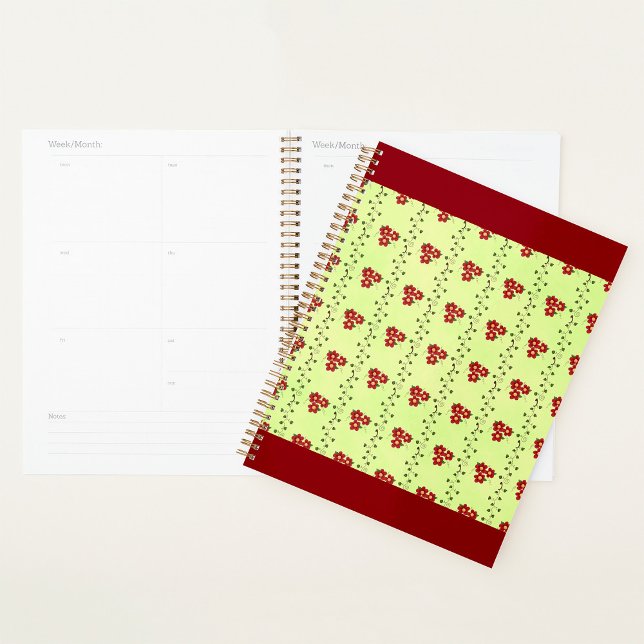 Red Floral Vine Pattern on Light Green Planer (Von Creator hochgeladen)