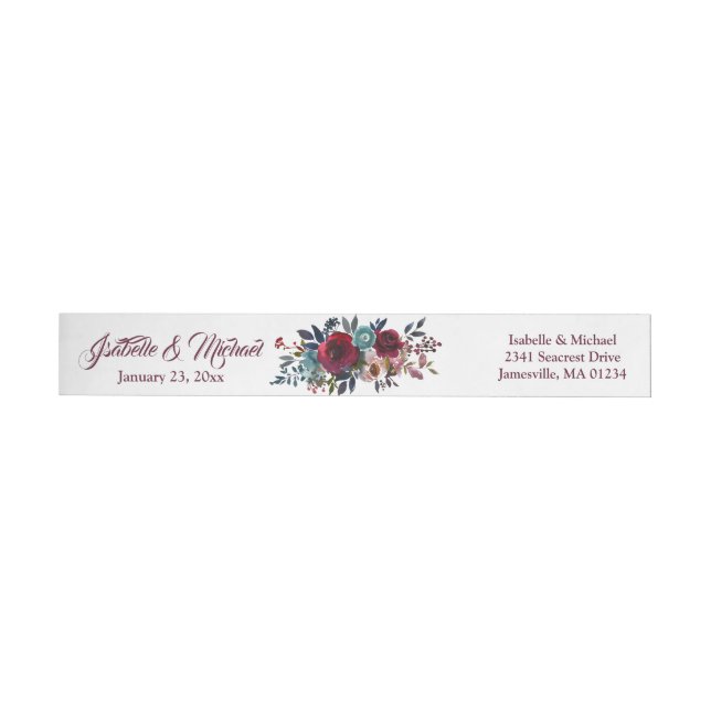 Red Floral Wedding Wraparound Rücksendeadresse (Person)