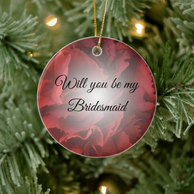 Red Floral werden Sie meine Bridesmaid sein Keramik Ornament (Baum)