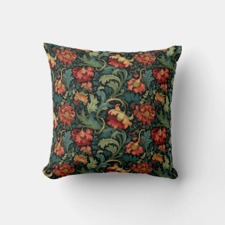 Red Floral William Morris print Kissen
