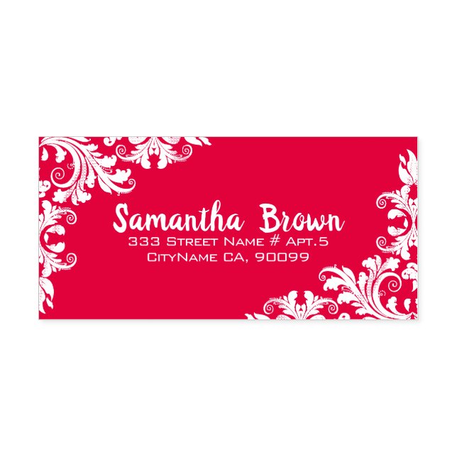 Red Floral Wirbel Permastempel (Design)