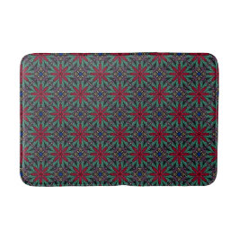 Red Floral With Green and Blue Badematte