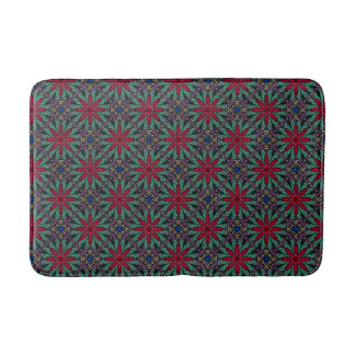 Red Floral With Green and Blue Badematte