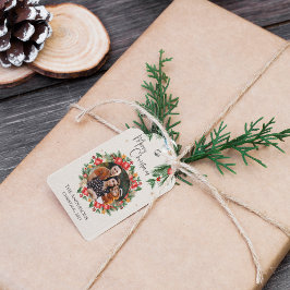 Red Florals Family Foto Frohe Weihnachten Geschenkanhänger