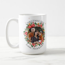 Red Florals Family Foto Frohe Weihnachten Kaffeetasse