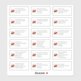 Red Florals Individuelle Anschrift des Gastes Hoch Aufkleber