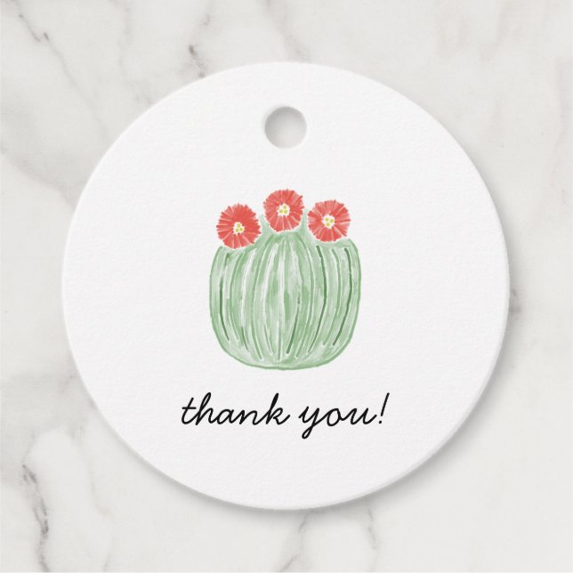 Red Flower Barrel Cactus Bridal Shower Geschenkanhänger (Vorderseite)