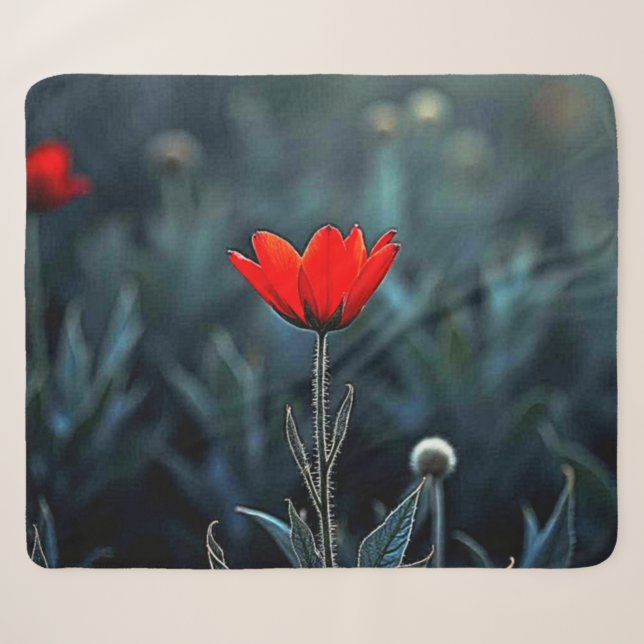 Red Flower Dark Night Solitude Art Sherpadecke (Vorderseite (Horizontal))