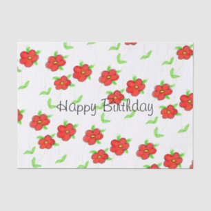 Red Flower Happy Birthday Tissue Paper Seidenpapier