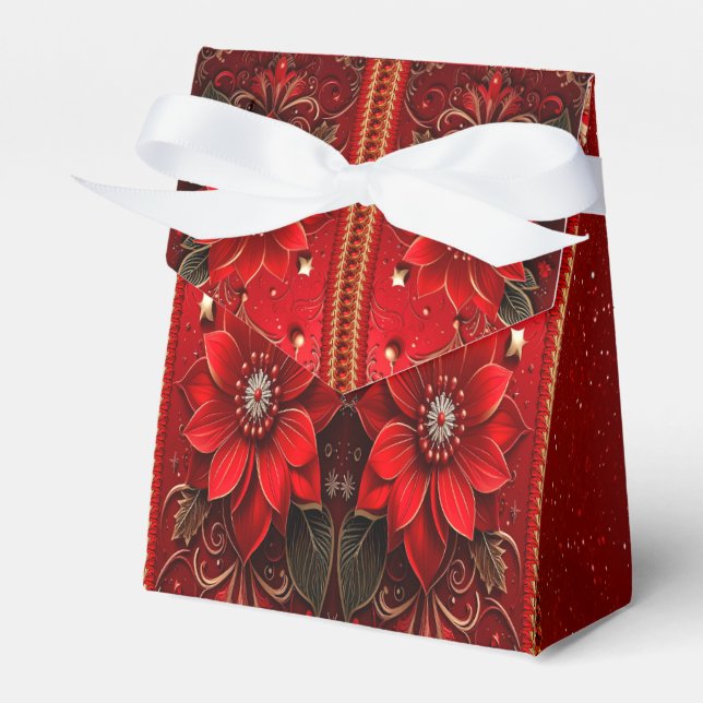 Red Flower Holiday Gift Box Geschenkschachtel (Vorderseite)