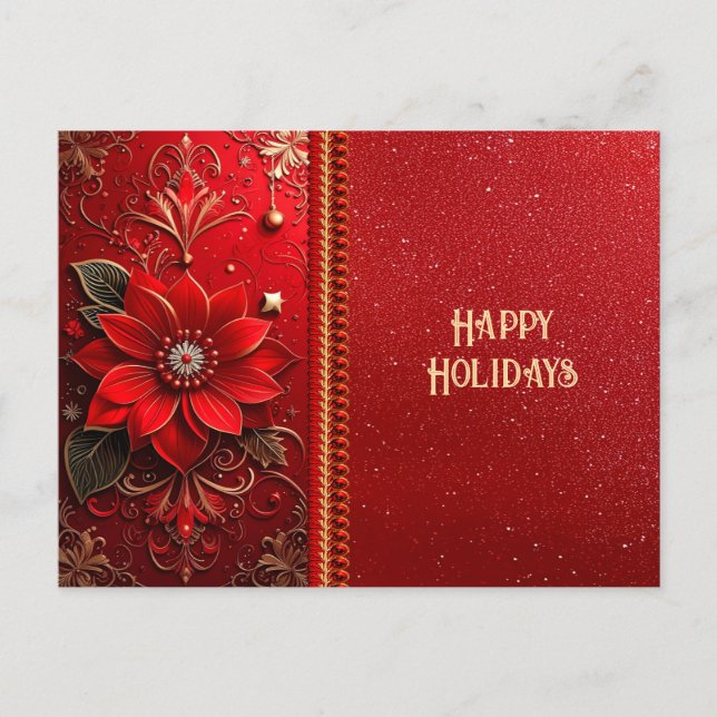 Red Flower Holiday Postcard Postkarte (Vorderseite)
