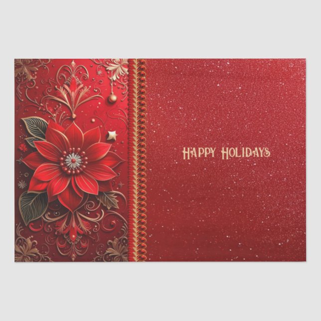 Red Flower Holiday Tissue Paper Seidenpapier (Vorderseite)