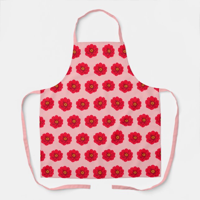 Red Flower Seamless Pattern Apron Schürze (Vorderseite)