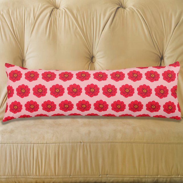 Red Flower Seamless Pattern Body Pillow Seitenschläferkissen (Body pillow with seamless pattern of a red flower)