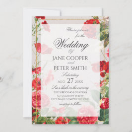 Red flowers bouquet Wedding Invitation Einladung