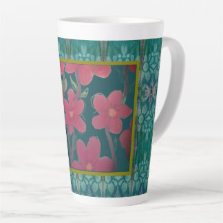 Red Flowers on Aqua Milchtasse