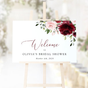 Red Flowers, Pink Flowers, Bridal Shower Welcome  Poster