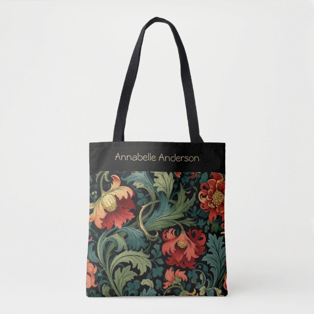 Red Flowers William Morris Personalize Tote Bag Tasche (Vorderseite)