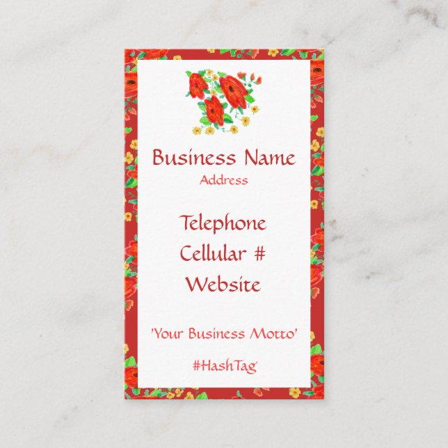 Red Flows Feminine Business Card Visitenkarte (Vorderseite)