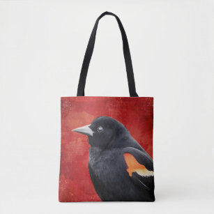Red-Flügel Blackbird Red and Black Tote Bag Tasche
