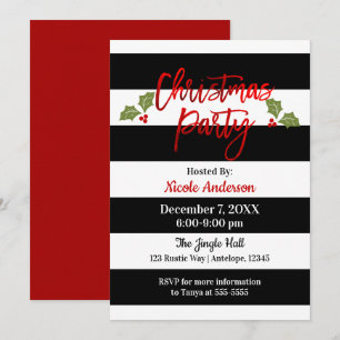 Red Foil Chic Shine Modern Script Weihnachts-Party Einladung