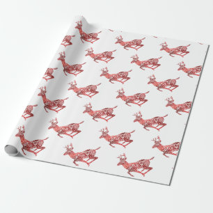 Red Foil Reindeer Geschenkpapier