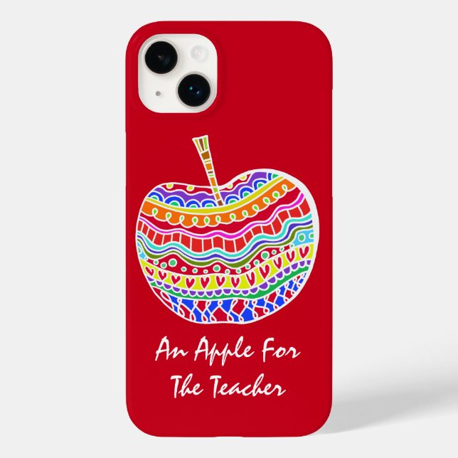 Red Folk Art Apple Lehrer Case-Mate iPhone 14 Plus Hülle (Rückseite)
